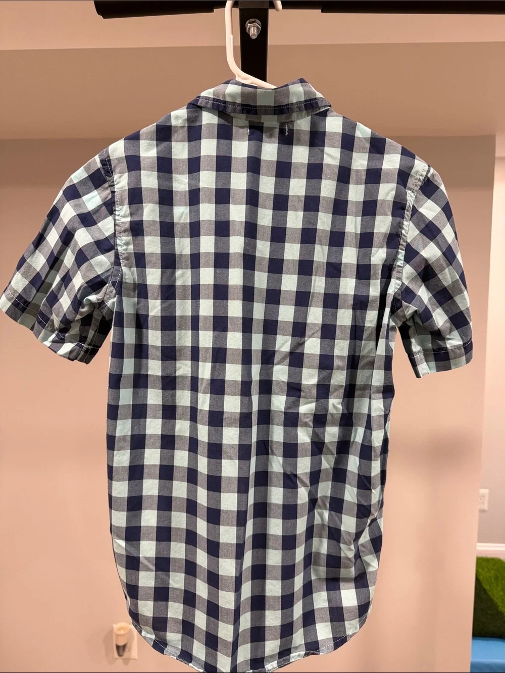 Old Navy Navy & Light Blue Gingham Short-Sleeve Button-Up Shirt